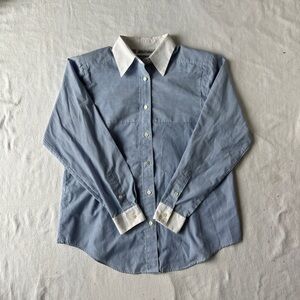 Yves St Clair Blue and White Stripped Button Down Blouse - Size M